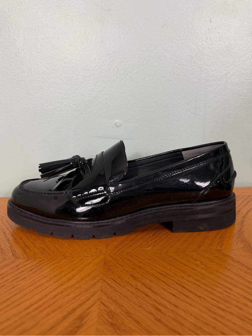 Stuart Weitzman Adrina Loafer Glossy Black Women Size 8.5 Slip On